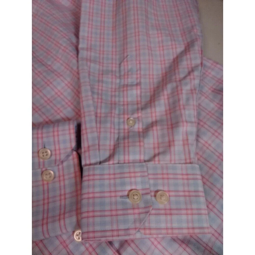 Banana Republic Men’s Medium 15-15.5 Non-Iron Classic Fit Shirt Pink Blue Plaid